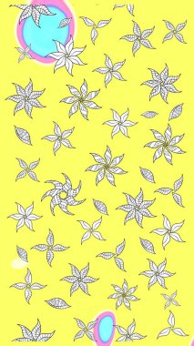 Sarı renkte manzaralı çiçek deseni. Çiçek kompozisyonu, el boyası, hassas şablon. Üst manzara, yumuşak stil. Sevgililer günü ve tebrik kartı konsepti için şık bir davet.