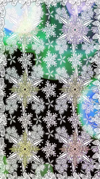 Raster illüstrasyonunda kusursuz çiçek deseni. Tarafsız renklerde çiçekler.