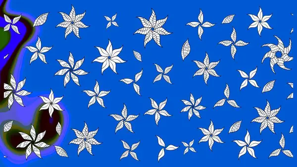 Çiçekli karalama şeklinde Raster çiçek deseni. Yumuşak, yaz çiçekli arka plan. Mavi renkte çiçekler.