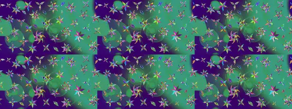 Mavi renkte etnik çiçeklerle süslenmiş zarif bir eskiz. Raster Çiçek İllüstrasyon Şirin Tekstil.