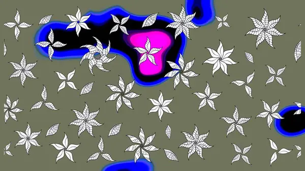 Çiçekli karalama şeklinde Raster çiçek deseni. Yeşil renkli çiçekler. Nazikçe, güzel çiçek arkaplanı..