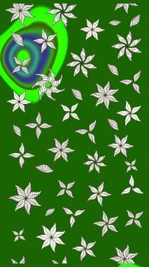 El yapımı çiçek ve bitki koleksiyonu. Eskiz stili yeşil renkler. Raster illüstrasyonu. Şirin karalamalı çiçek desenli çizim. Raster illüstrasyonu.