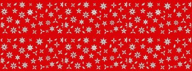 Çiçek desenli çizim. Kırmızı renkte çiçekler. Raster illüstrasyonu. Asya tekstil tarzında. Raster illüstrasyonu.