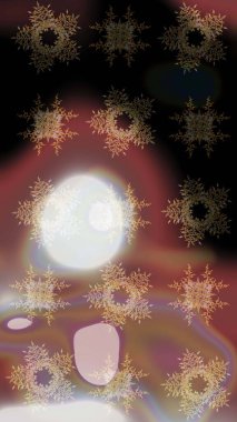 Bokeh kahverengisi, siyah, gri ve kar taneleri olan dekoratif bir Noel geçmişi var. Raster illüstrasyonu.