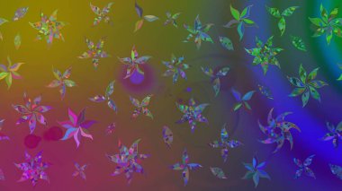 Renkli Bahar Teması eskiz kalıbı. Kahverengi renkli çiçekler. Düz Çiçek Elementleri Tasarımı. Sevimli çiçek raster deseni.