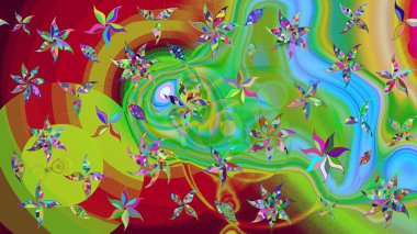 Yeşil renkli çiçekler. Renkli Bahar Teması eskiz kalıbı. Güzel çiçek deseni. Düz Çiçek Elementleri Tasarımı.