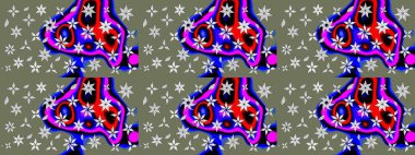 Çiçek yeşili eskiz deseni. Raster çiçek izi. Klasik taslak çizimi. Raster Yumuşak kumaş deseni.