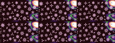 Kahverengi renklerde. Raster illüstrasyonu. Çiçekli güzel suluboya desen.