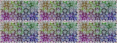 Renkli Bahar Temalı Kusursuz Arkaplan. Raster illüstrasyonunda kusursuz çiçek deseni. Gri renkli çiçekler. Düz Çiçek Elementleri Tasarımı.