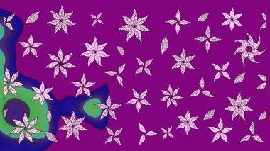 Raster illüstrasyonundaki çiçek desenli çizim. Mor renkte çiçekler.