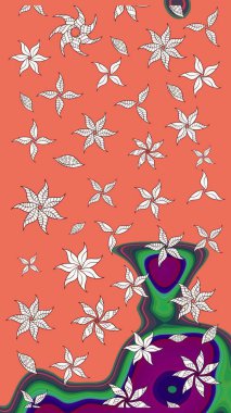 Eskiz arkaplan modeli. Turuncu renkli yapraklı yabani çiçekler. Suluboya, elle çizilmiş. Raster illüstrasyonu.