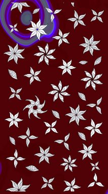 Kırmızı renkte çiçekler. El çizimi çiçekli soyut çizim kalıbı. Raster illüstrasyonu.