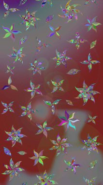 Raster illüstrasyonu. Kahverengi renklere karalamalar çizilmiş çiçek deseni.