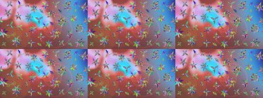 Asya tekstil tarzında. Kahverengi renkli çiçekler. Çiçek desenli çizim. Raster illüstrasyonu. Düz Çiçek Elementleri Tasarımı. Renkli Bahar Teması çizim şablonu.