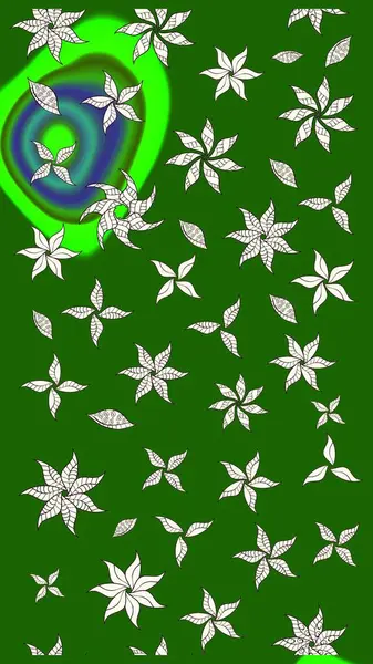 El yapımı çiçek ve bitki koleksiyonu. Eskiz stili yeşil renkler. Raster illüstrasyonu. Şirin karalamalı çiçek desenli çizim. Raster illüstrasyonu.