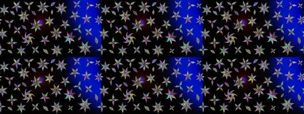 Siyah renkli çiçekler. Raster illüstrasyonunda çiçek deseni çizimi.