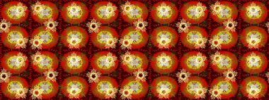 İllüzyon. Renkli bir arka planda izole güzel raster kahverengi ve kırmızı kar taneleri. Kar taneleri, kar yağışı. Düşen Noel stilize kar taneleri.