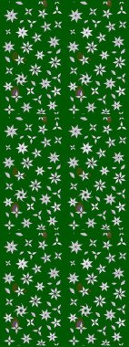 Küçük yeşil çiçeklerle oldukça eski bir besin torbası deseni. Tekstil, kumaş, kapaklar, duvar kağıtları, baskı, paket, koleksiyon defteri, örgü, dekupaj için çiçek arkaplanı..