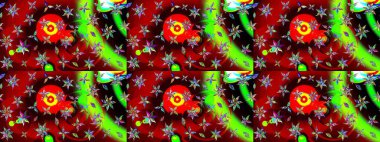 Kırmızı renklerde. Raster illüstrasyonu. Çiçekli güzel suluboya desen.