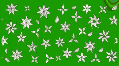 Yeşil renkli çiçekler. Düz Çiçek Elementleri Tasarımı. Raster illüstrasyonundaki çiçek desenli çizim. Renkli Bahar Teması çizim şablonu.