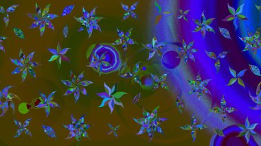 Kahverengi renkli çiçekler. Raster illüstrasyonunda çiçek deseni çizimi.