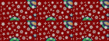 Kırmızı renklere karalamalar çizilmiş çiçek deseni. Raster illüstrasyonu.