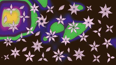 Kahverengi renkli etnik çiçeklerin olduğu zarif bir eskiz modeli. Asya Tekstil 'inde Raster Çiçek İllüstrasyonu.