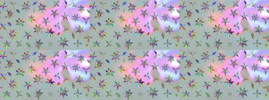 Gri renkli şirin çiçekler. Küçük çiçekli basit bir çiçek çizimi. Raster illüstrasyonu. Moda baskısı, albüm, ambalaj kağıdı, duvar kağıdı için zarif dekoratif süslemeler..