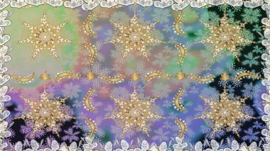 Altın kar taneleri basit, pürüzsüz desen. Tarafsız renklerde raster altın desen. Soyut duvar kâğıdı, ambalaj dekorasyonu. Kışın sembolü, Mutlu Noel tatili, Mutlu yıllar 2019.