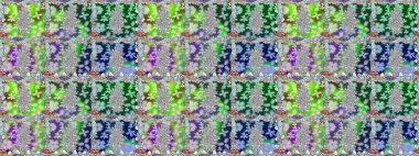 Raster illüstrasyonu. Küçük çiçekli kusursuz yay deseni. Suluboya stilinde nötr renkler üzerine.