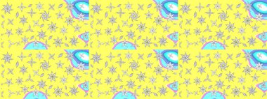 Raster illüstrasyonu. Çizim çiçek deseni duvar kâğıdı olarak kullanılabilir. Sarı renkte çiçekler.