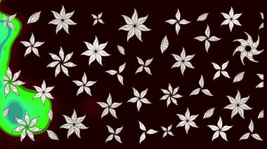 Raster illüstrasyonu. Çiçekli karalama şeklinde Raster çiçek deseni. Nazikçe, yaz çiçekleri siyah renklerde.