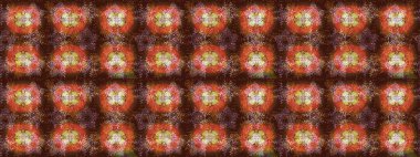 Raster illüstrasyonu. Kahverengi, turuncu ve pembe renklerde. Kahverengi, turuncu ve pembe papatyalar kahverengi, turuncu ve pembe renklerde..