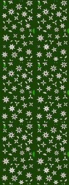 Düz Çiçek Elementleri Tasarımı. Raster Illustrasyon 'daki Çiçek Deseni' nin son moda çizimi. Renkli Yaz Temalı eskiz kalıbı. Yeşil renkte çiçekler.