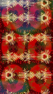 Raster illüstrasyonundaki çiçek desenli çizim. Suluboya tarzında kırmızı, kahverengi ve yeşil renkte çiçekler.