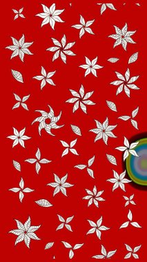 Raster düz çiçek çizim deseni. Hediye ambalaj kağıdı, tebrik kartları, posterler ve pankart tasarımı. Kırmızı renkte çiçekler.