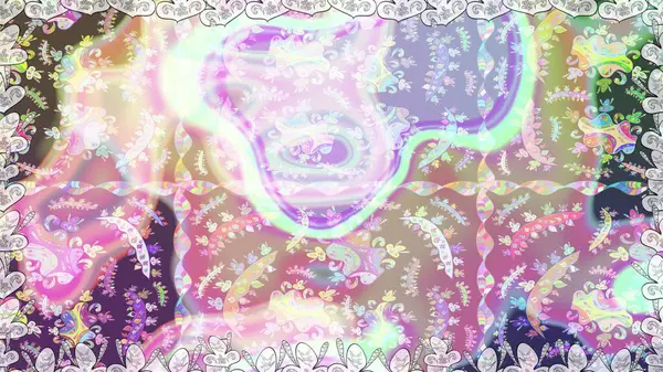 Tarafsız renklerde. Raster illüstrasyonu. Güzel kumaş deseni. Raster illüstrasyonunda kusursuz çiçek deseni.