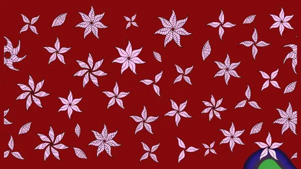 Kibarca, kırmızı renkte yaz çiçekleri. Küçük çiçekteki sevimli çiçek deseni. Raster illüstrasyonu. Raster deseni.