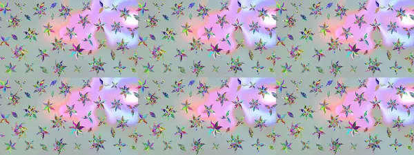 Gri renkli şirin çiçekler. Küçük çiçekli basit bir çiçek çizimi. Raster illüstrasyonu. Moda baskısı, albüm, ambalaj kağıdı, duvar kağıdı için zarif dekoratif süslemeler..