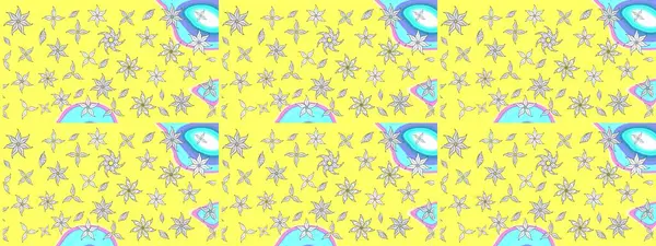 Raster illüstrasyonu. Çizim çiçek deseni duvar kâğıdı olarak kullanılabilir. Sarı renkte çiçekler.