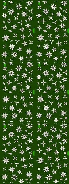 Düz Çiçek Elementleri Tasarımı. Raster Illustrasyon 'daki Çiçek Deseni' nin son moda çizimi. Renkli Yaz Temalı eskiz kalıbı. Yeşil renkte çiçekler.