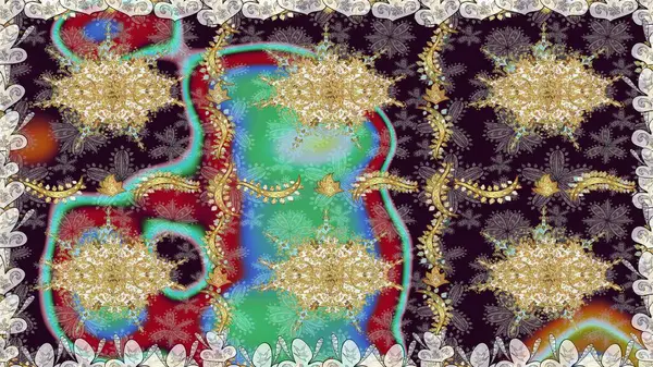 Barok tarzında kusursuz bir doğulu süsü. Raster geleneksel altın pürüzsüz desen kahverengi renklerde.