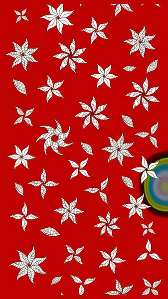 Raster düz çiçek çizim deseni. Hediye ambalaj kağıdı, tebrik kartları, posterler ve pankart tasarımı. Kırmızı renkte çiçekler.