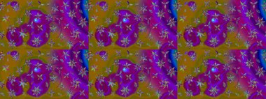 Renkli Bahar Teması eskiz kalıbı. Düz Çiçek Elementleri Tasarım Raster illüstrasyonu. Çiçek desenli eskiz. Mor renkte çiçekler.