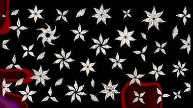 Siyah renkli çiçekler. Düz Çiçek Elementleri Tasarımı. Sevimli çiçek raster deseni. Renkli Yaz Teması çizim şablonu.