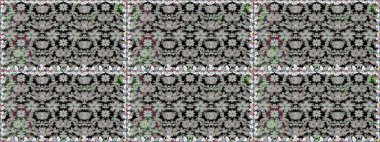 Düz Çiçek Elementleri Tasarımı. Gri renkli, zarif çiçek buketli suluboya. Renkli Bahar Temalı Kusursuz Arkaplan. Raster illüstrasyonu.