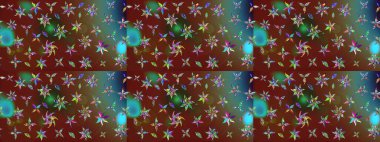 Modern çiçek arkaplanı. Moda baskıları için zarif bir şablon. Halk tarzı. Parlak renkli çiçekleri ve kahverengi yaprakları olan harika bir çiçek deseni..