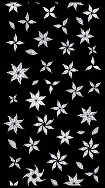 Siyah renkli çiçekler. Düz Çiçek Elementleri Tasarımı. Sevimli çiçek raster deseni. Renk Bahar Teması eskiz şablonu.