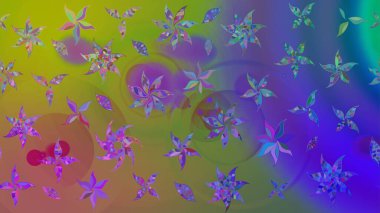 Küçük çiçekte güzel bir desen. Moda baskıları için zarif bir şablon. Menekşe çiçekli bahar çiçekleri. Küçük renkli çiçekler. Motley illüstrasyonu.