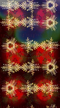 Arkaplanda soyut kar taneleri olan düz tasarım. Kar taneleri arka planda. Kar tanesi süsleme deseni. Raster illüstrasyonu. Kar taneleri deseni.